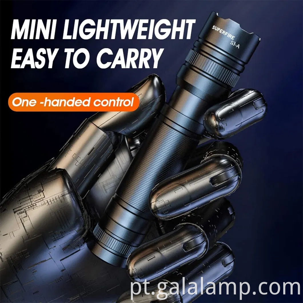 Mini lanterna, liga de alumínio S3-A, lanterna de iluminação externa com zoom variável